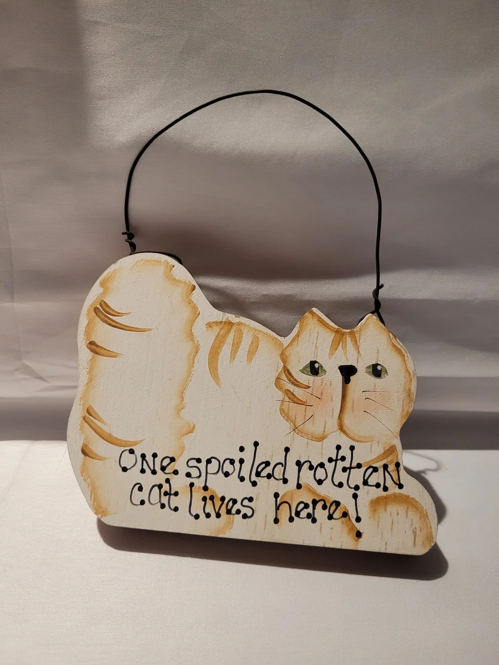 Decorative Cream Cat Sign - One Spoiled Rotten Cat Lives Here